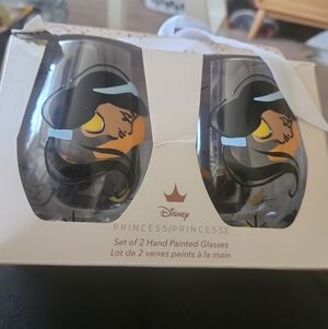 Disney Princess Jasmine Hand Painted Glass Set